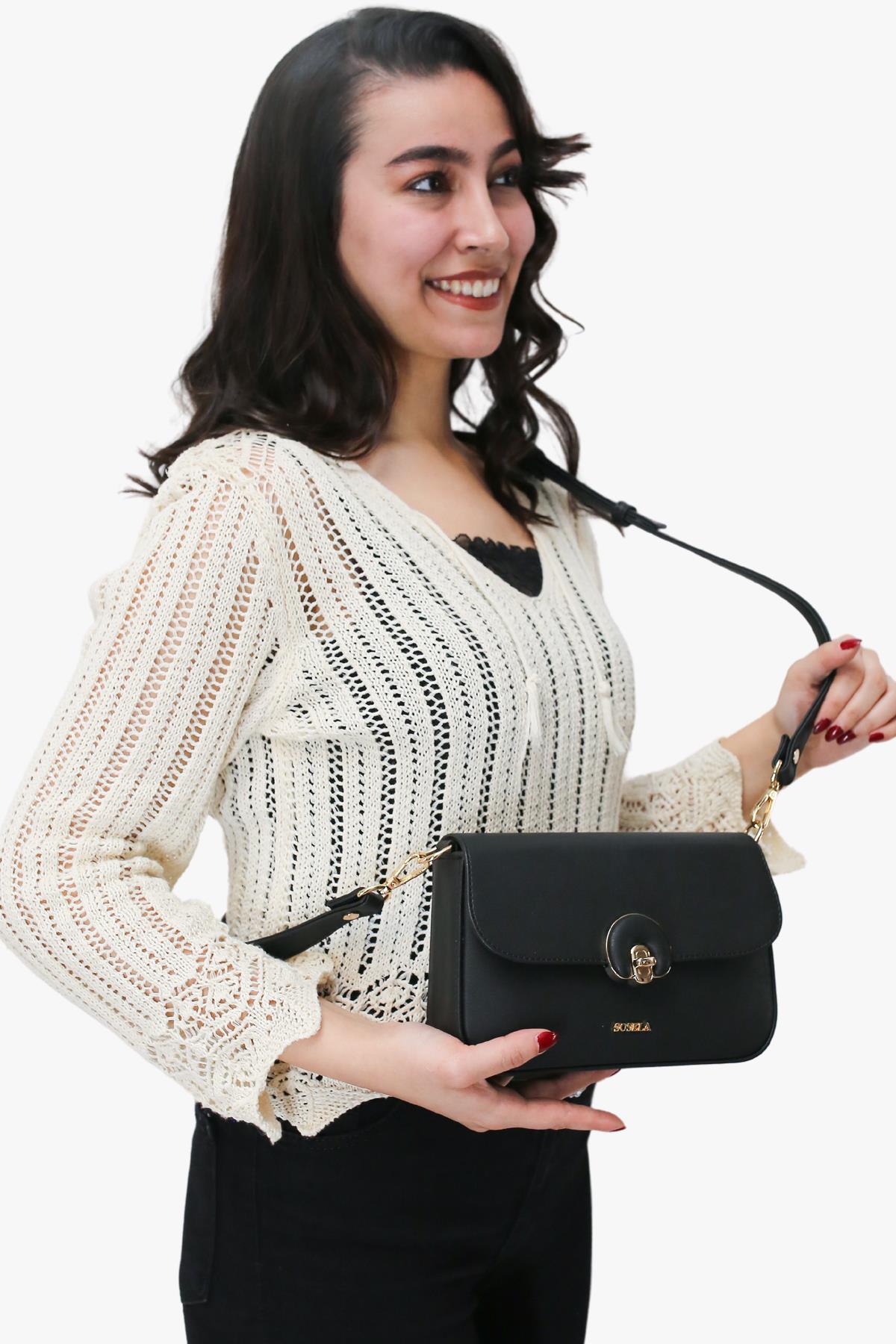 Sosela 67-7144 Kadın Belda Siyah Çarpraz Askılı Çanta