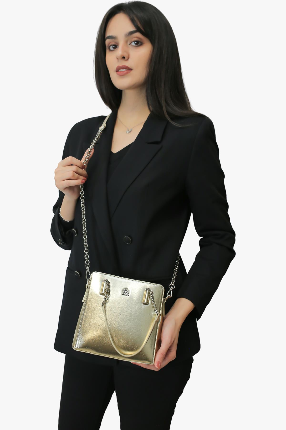 Sosela 67-8084 Kadın Ricardo Altın Omuz ve Kol Çanta - Sosela