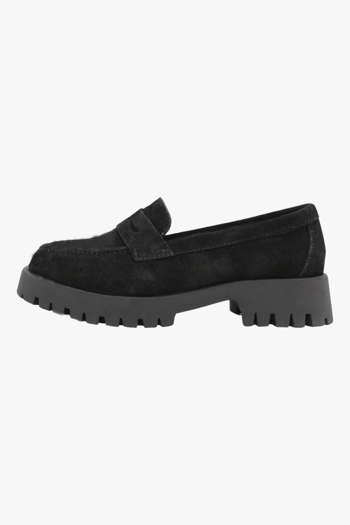 Sosela 78-02-75001 Kadın Nubuk Siyah Loafer