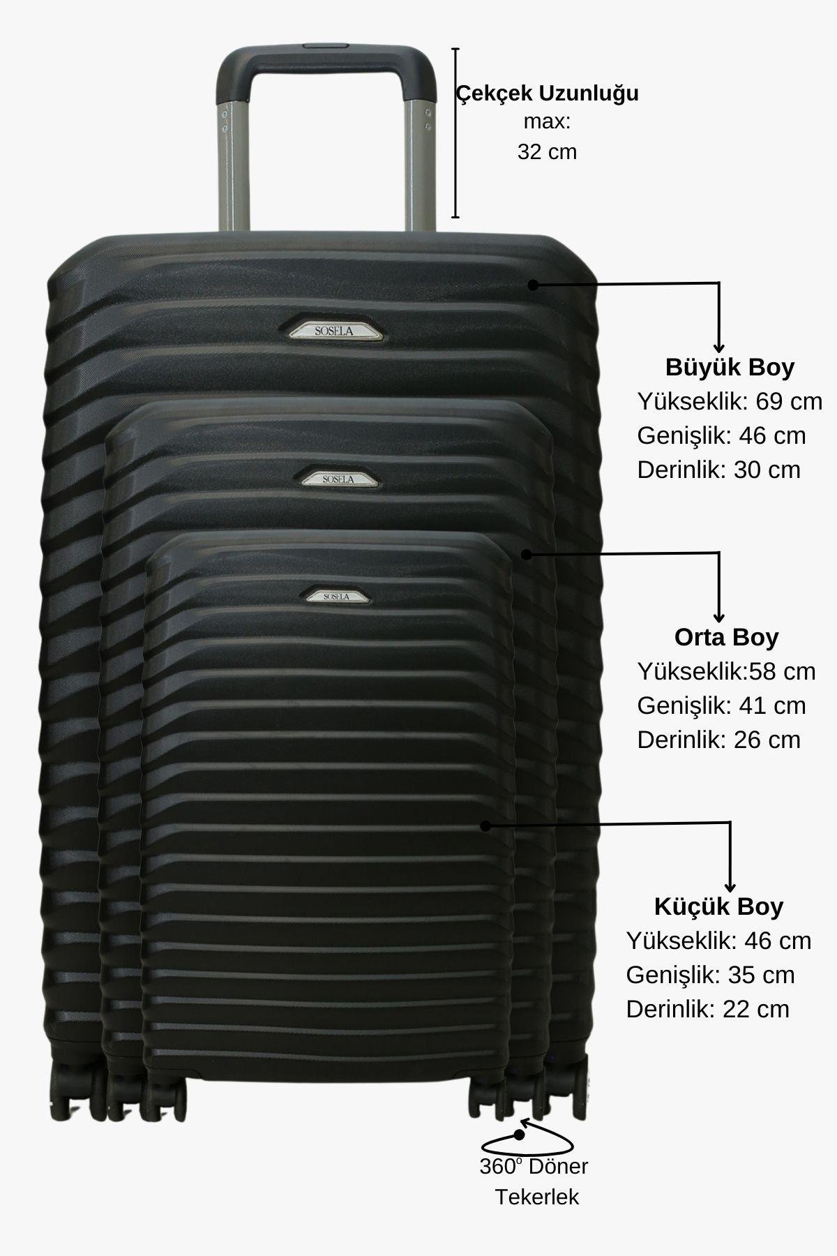 Sosela 89-5104 Üçlü Set Siyah Valiz