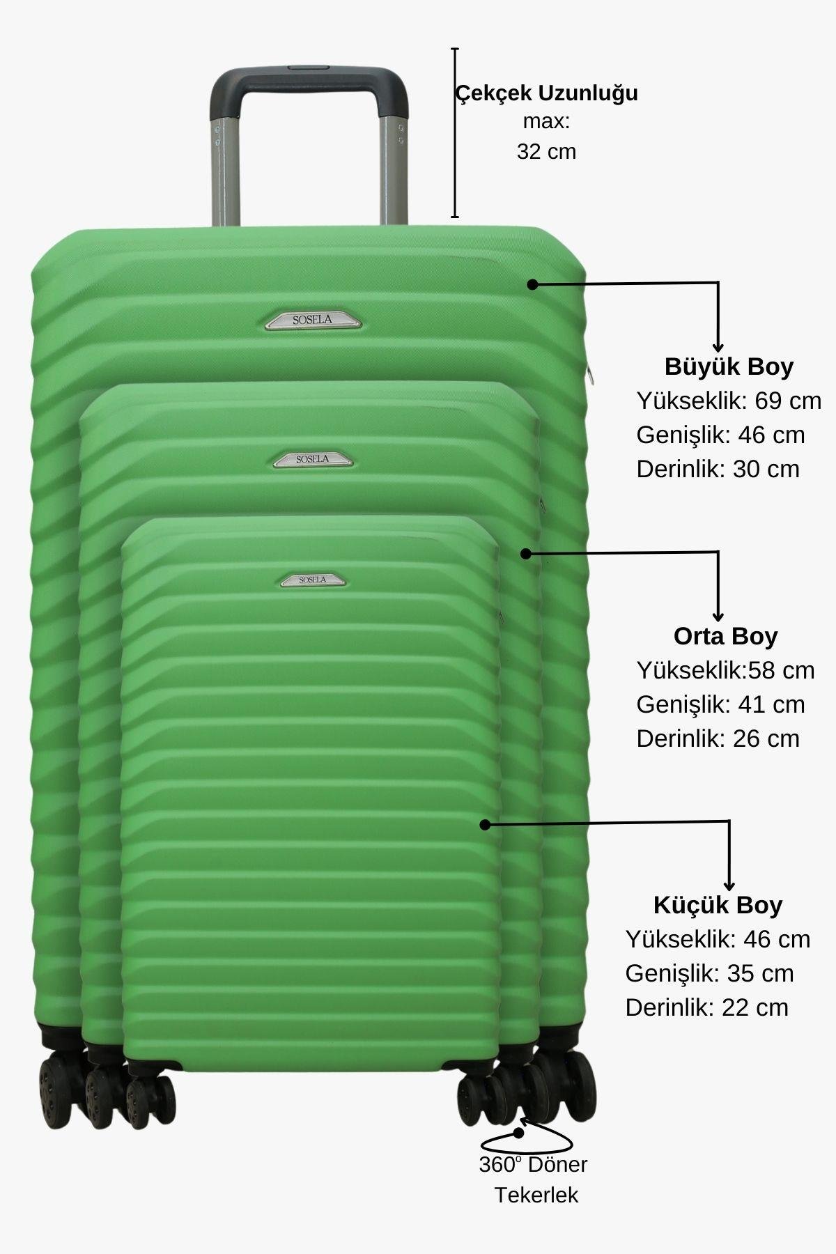 Sosela 89-5104 Üçlü Set Yeşil Valiz