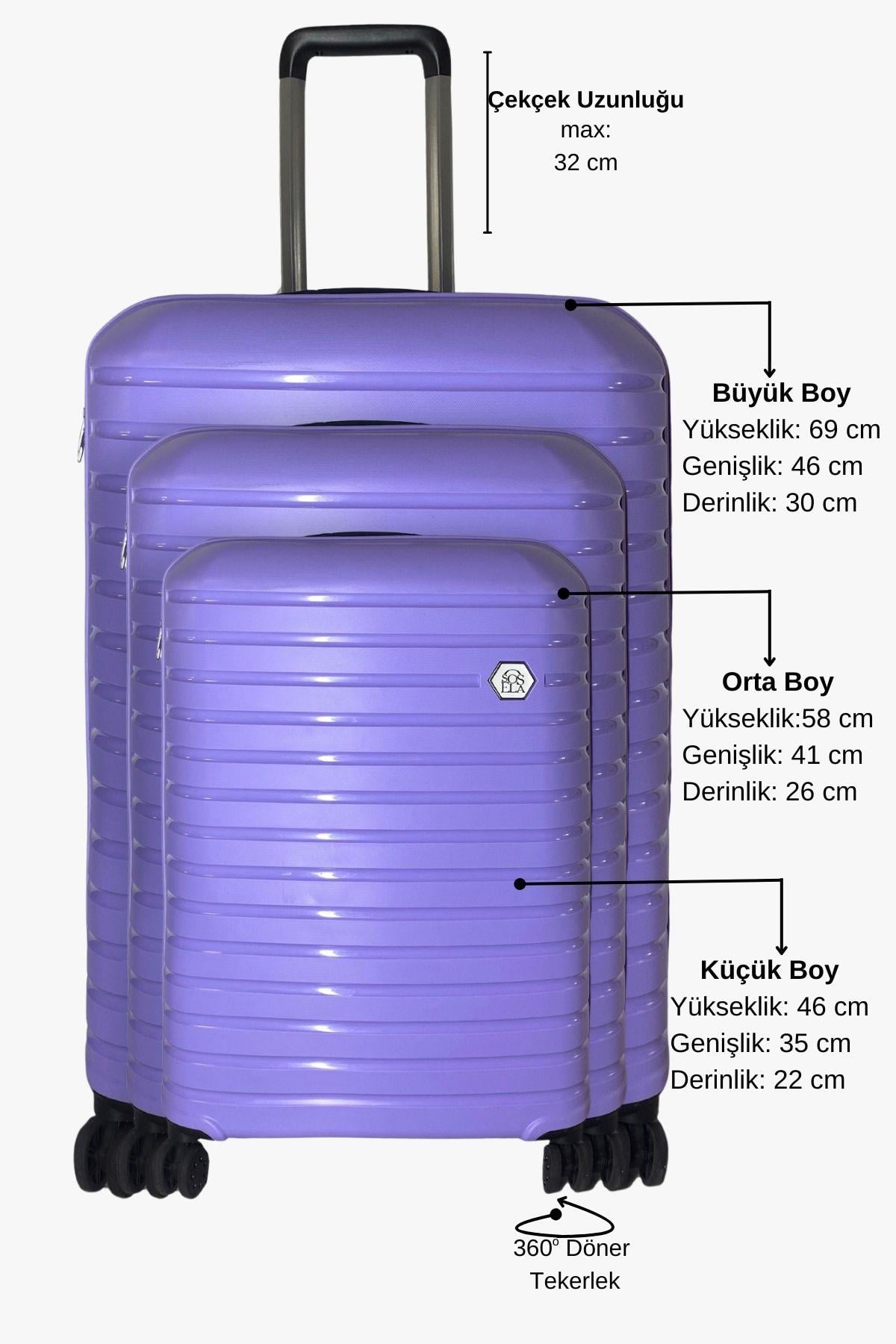 Sosela 89-5105 Üçlü Set Lila Valiz