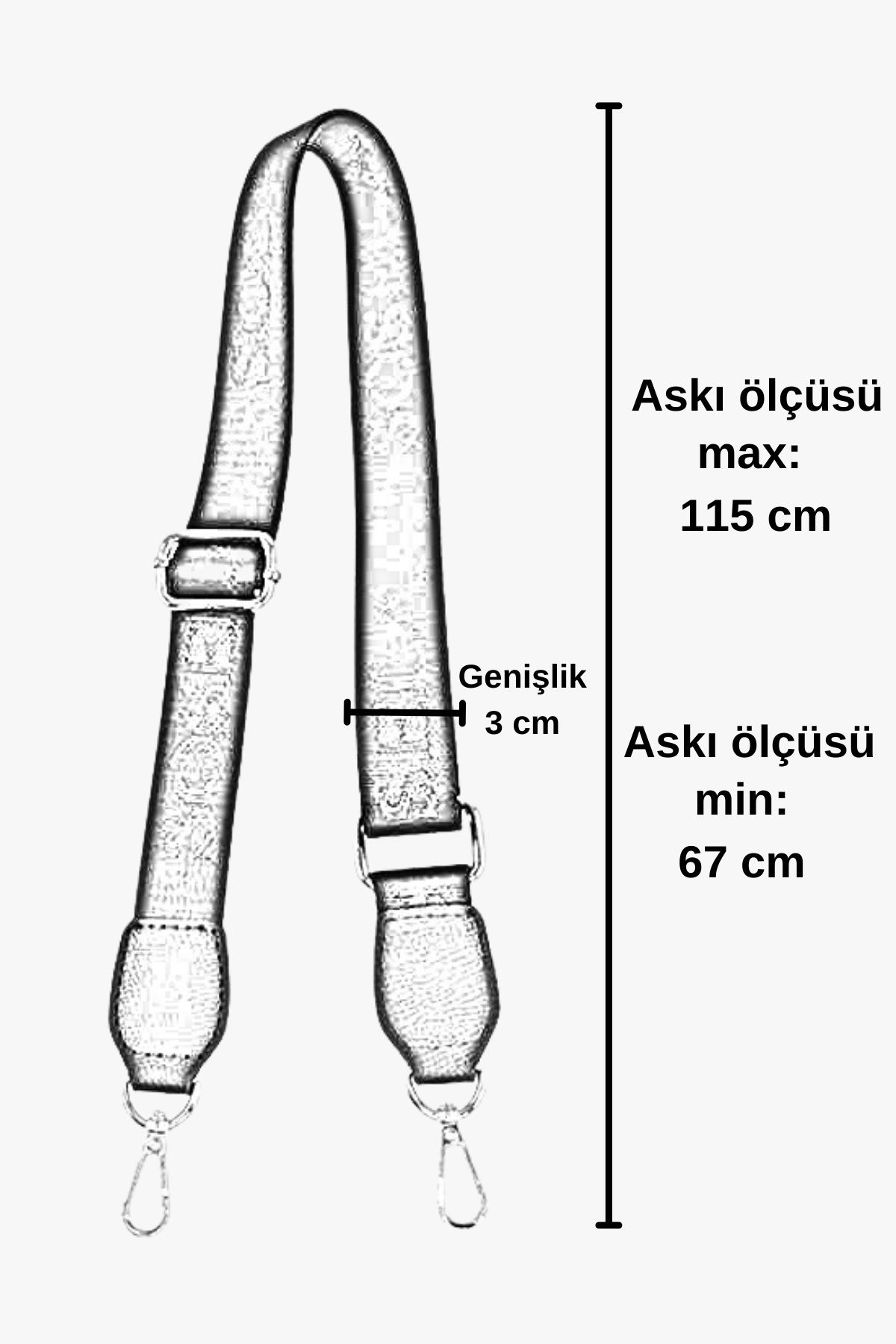 Sosela 99-90003 Beyaz 3 cm Kolon Gold Askı Çanta Aksesuarı