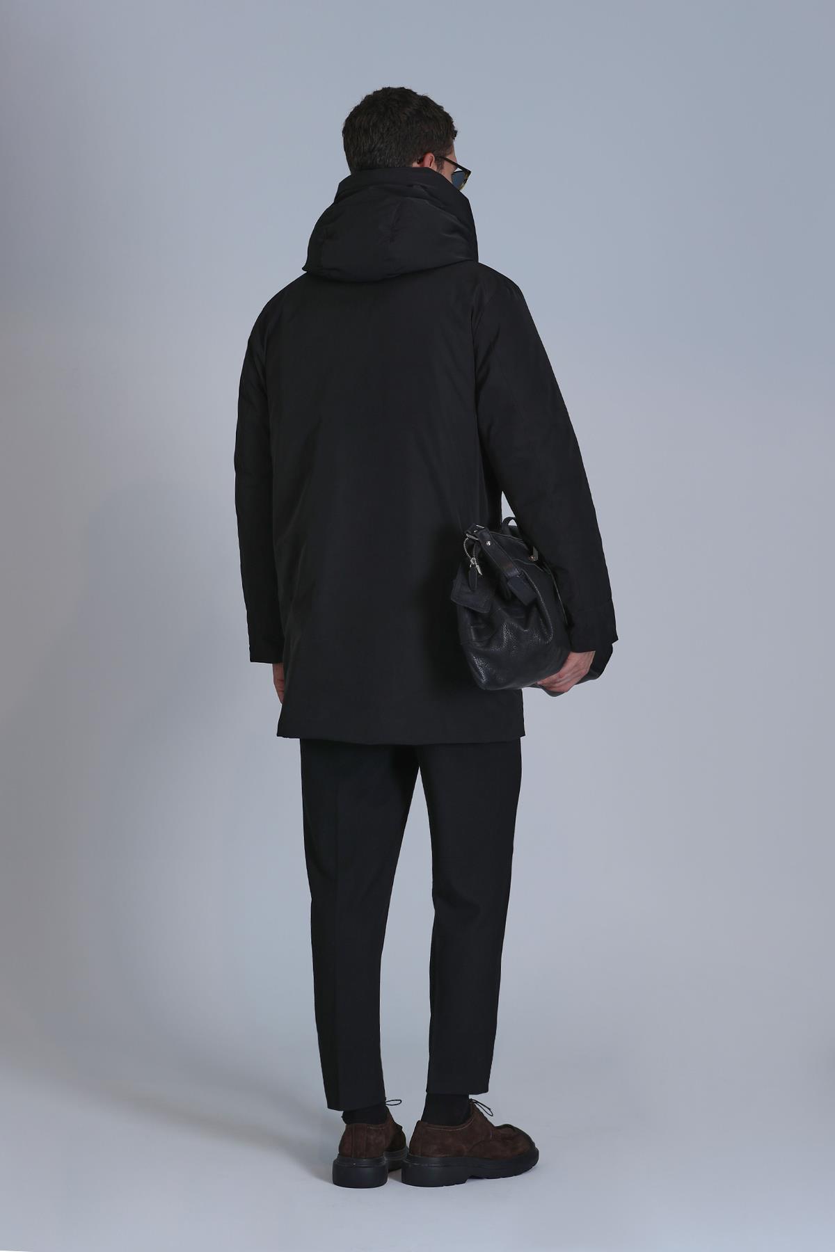 Donald Kaz Tüyü Erkek Mont Siyah