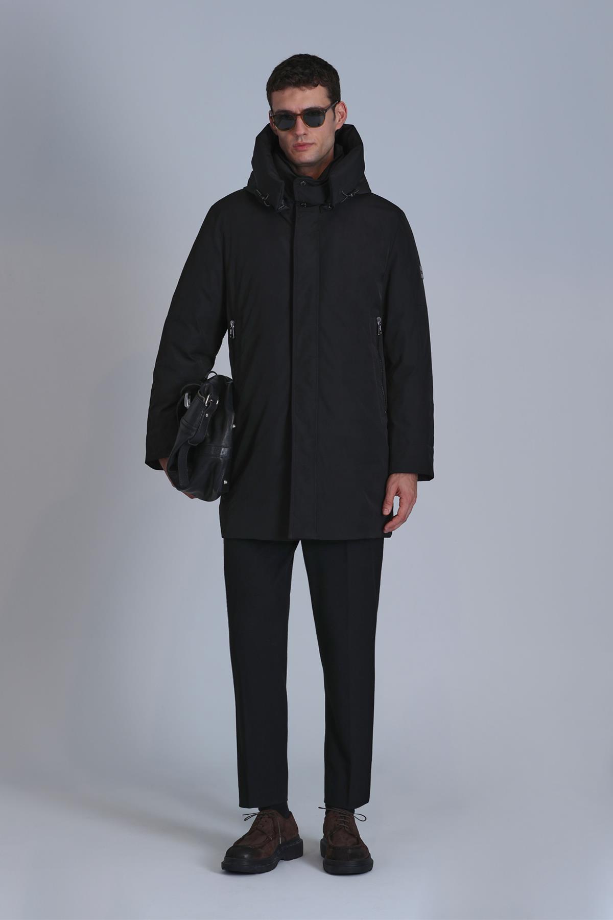 Donald Kaz Tüyü Erkek Mont Siyah