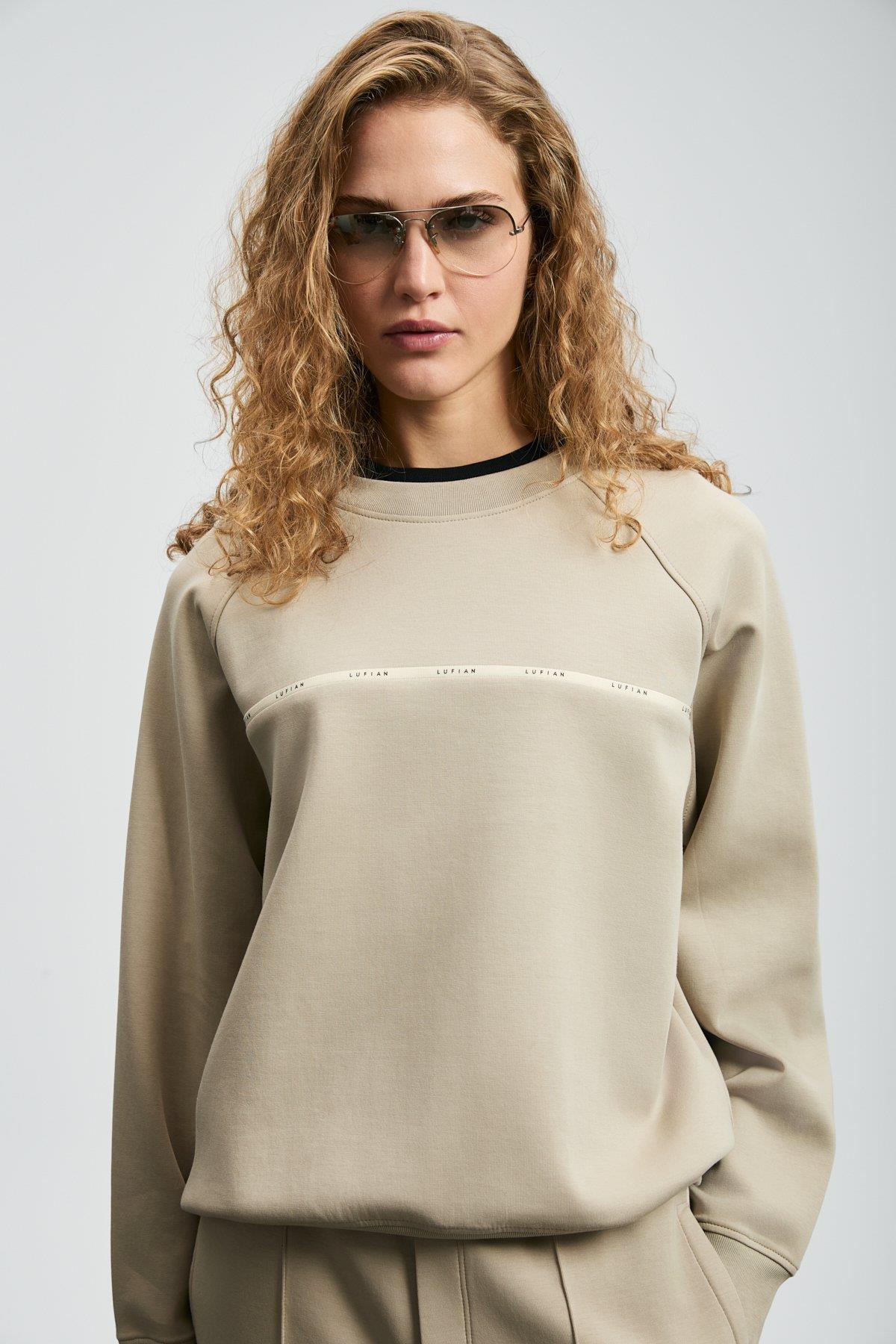 Lufian Angelına Kadın Örme Sweatshırt Bej