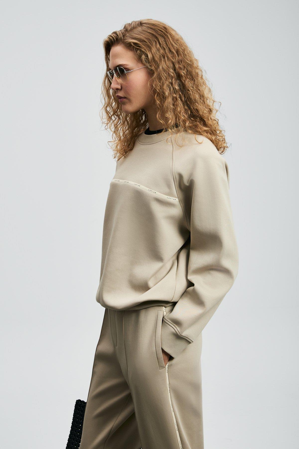 Lufian Angelına Kadın Örme Sweatshırt Bej