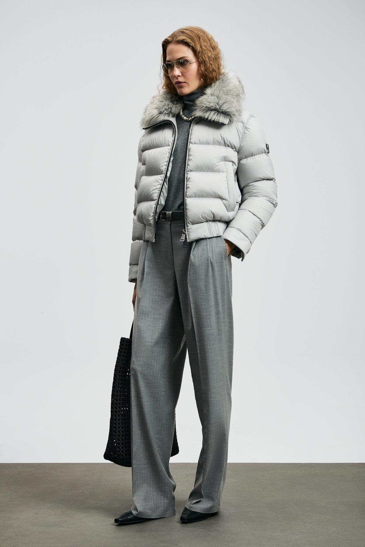 Lufian Daısy Kaz Tüyü Kadın Mont Gri