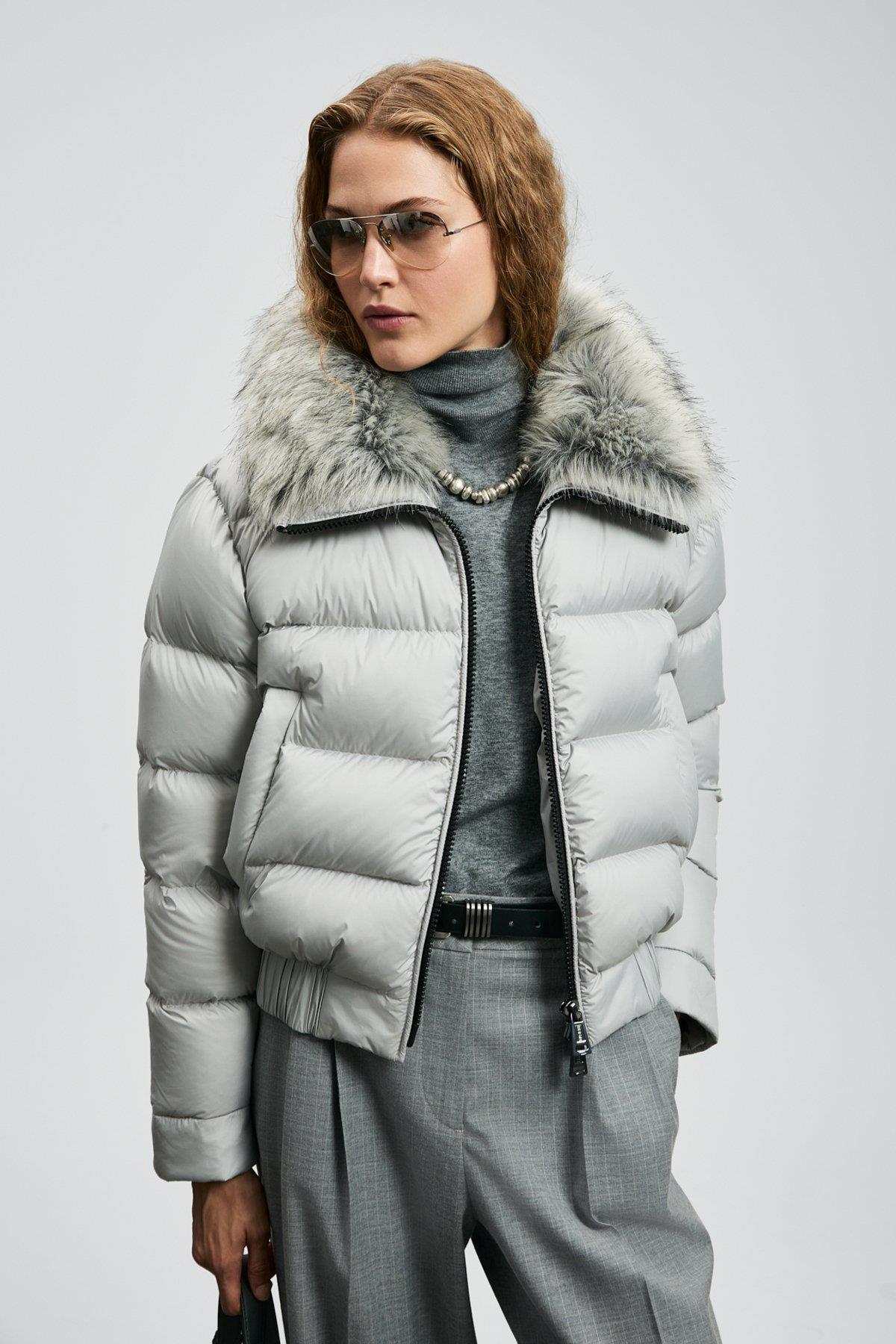 Lufian Daısy Kaz Tüyü Kadın Mont Gri