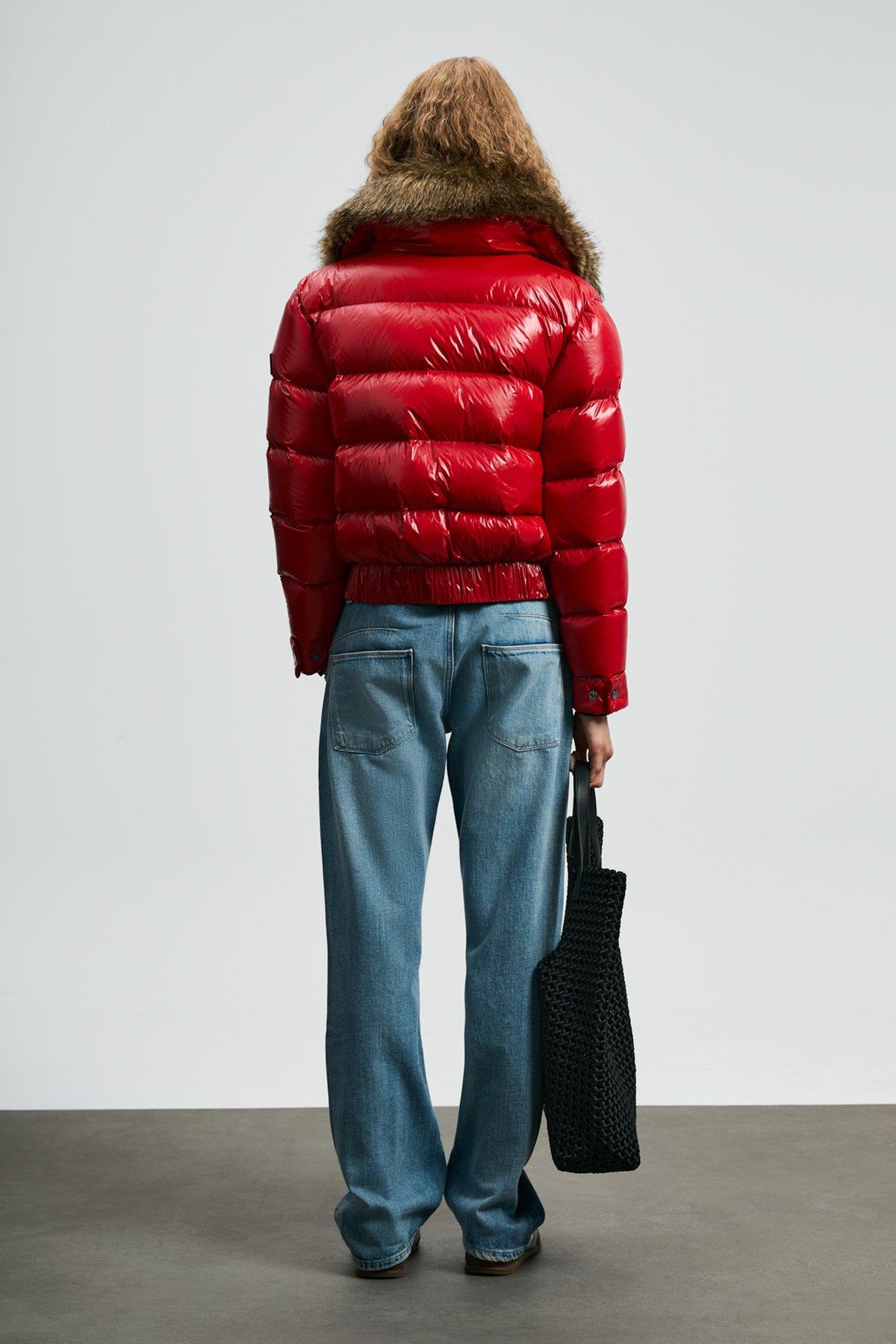 Lufian Daısy Kaz Tüyü Kadın Mont Koyu Kırmızı