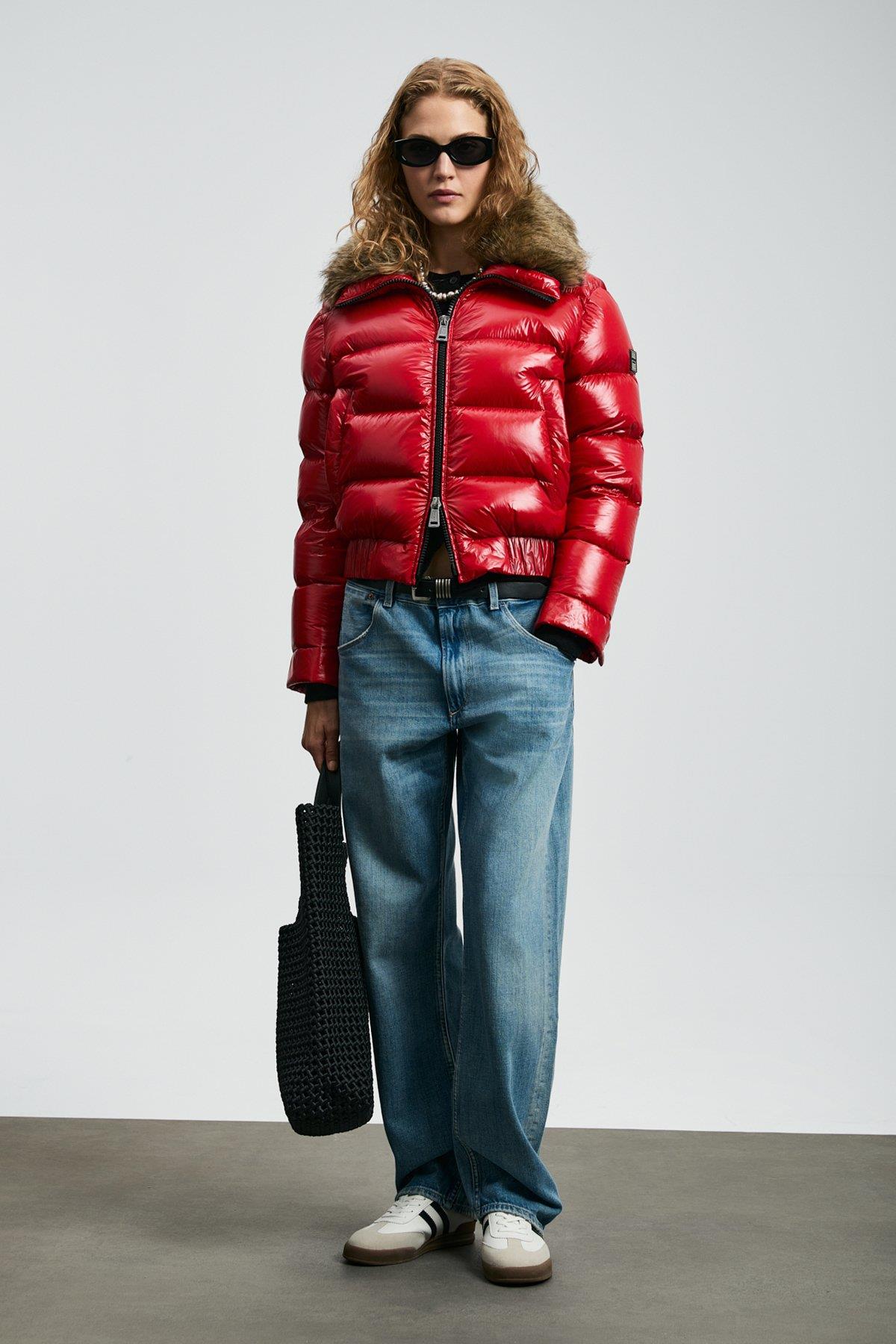 Lufian Daısy Kaz Tüyü Kadın Mont Koyu Kırmızı