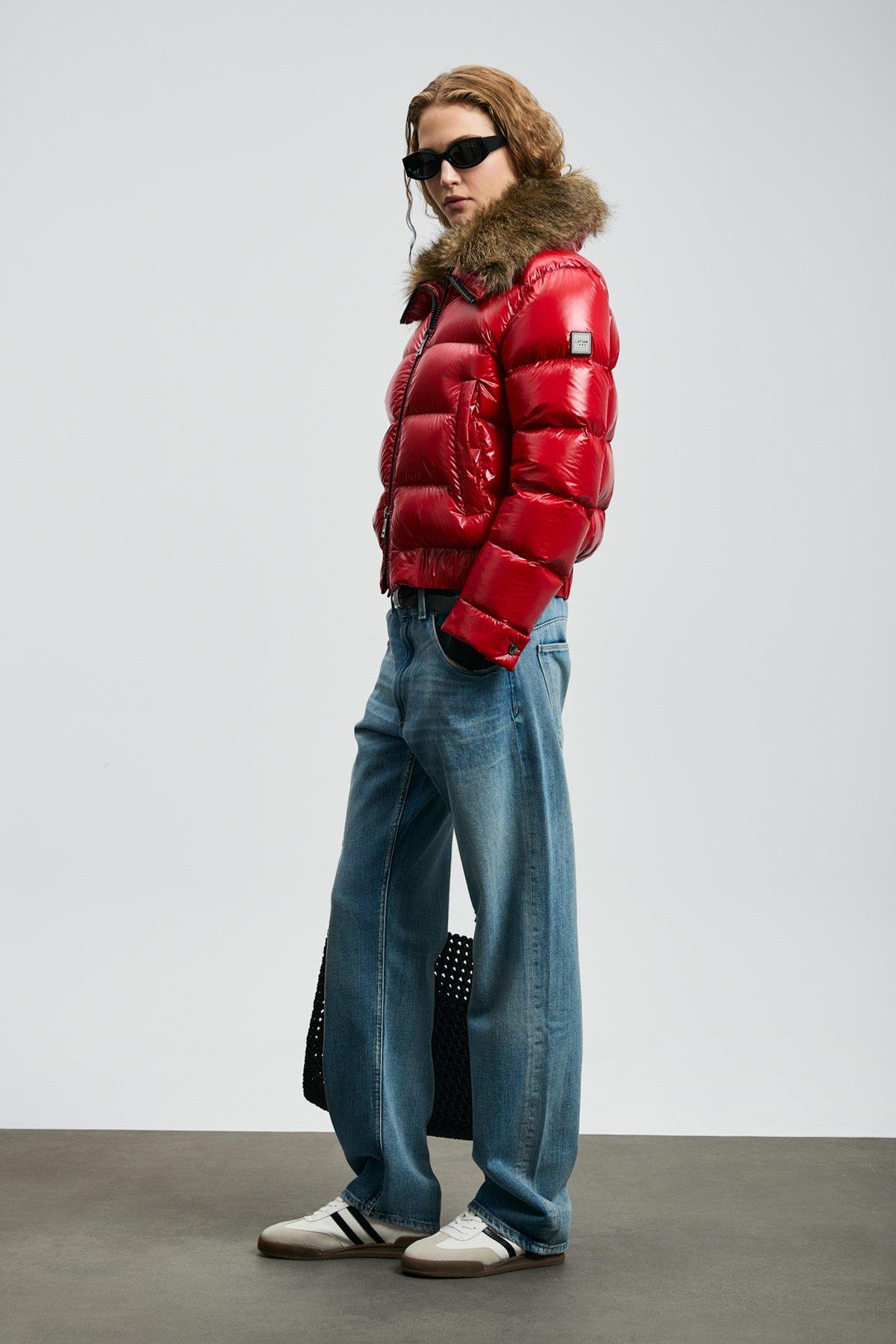 Lufian Daısy Kaz Tüyü Kadın Mont Koyu Kırmızı