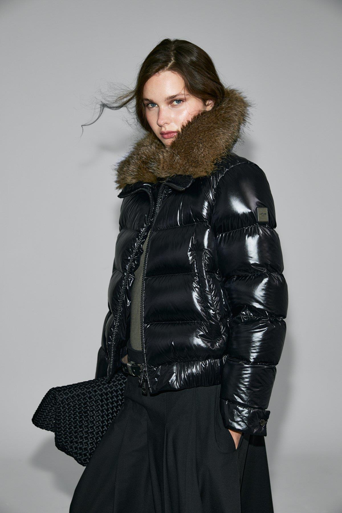 Lufian Daısy Kaz Tüyü Kadın Mont Siyah