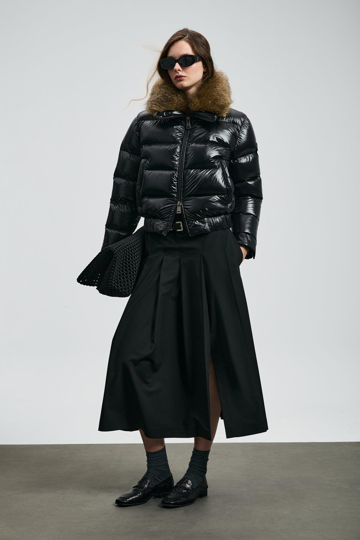 Lufian Daısy Kaz Tüyü Kadın Mont Siyah