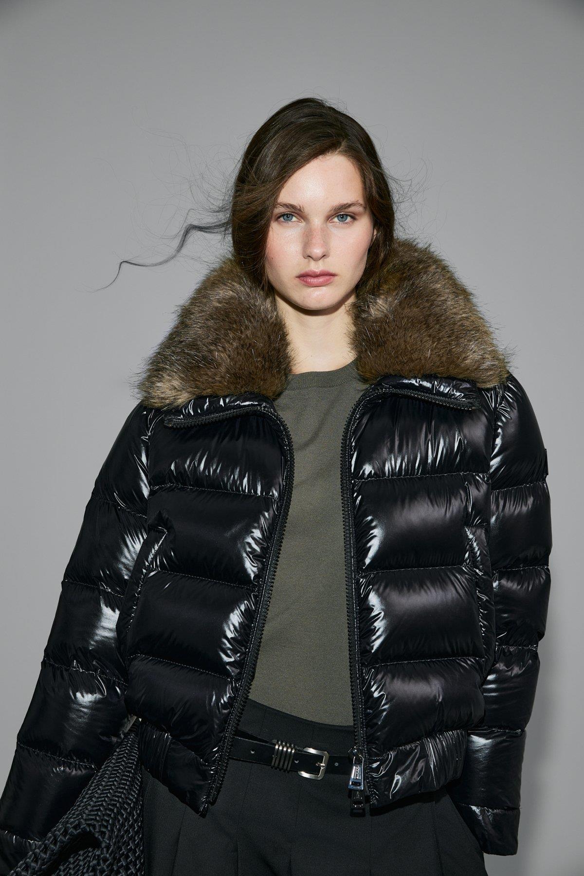 Lufian Daısy Kaz Tüyü Kadın Mont Siyah