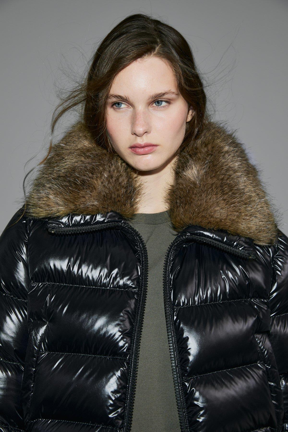 Lufian Daısy Kaz Tüyü Kadın Mont Siyah