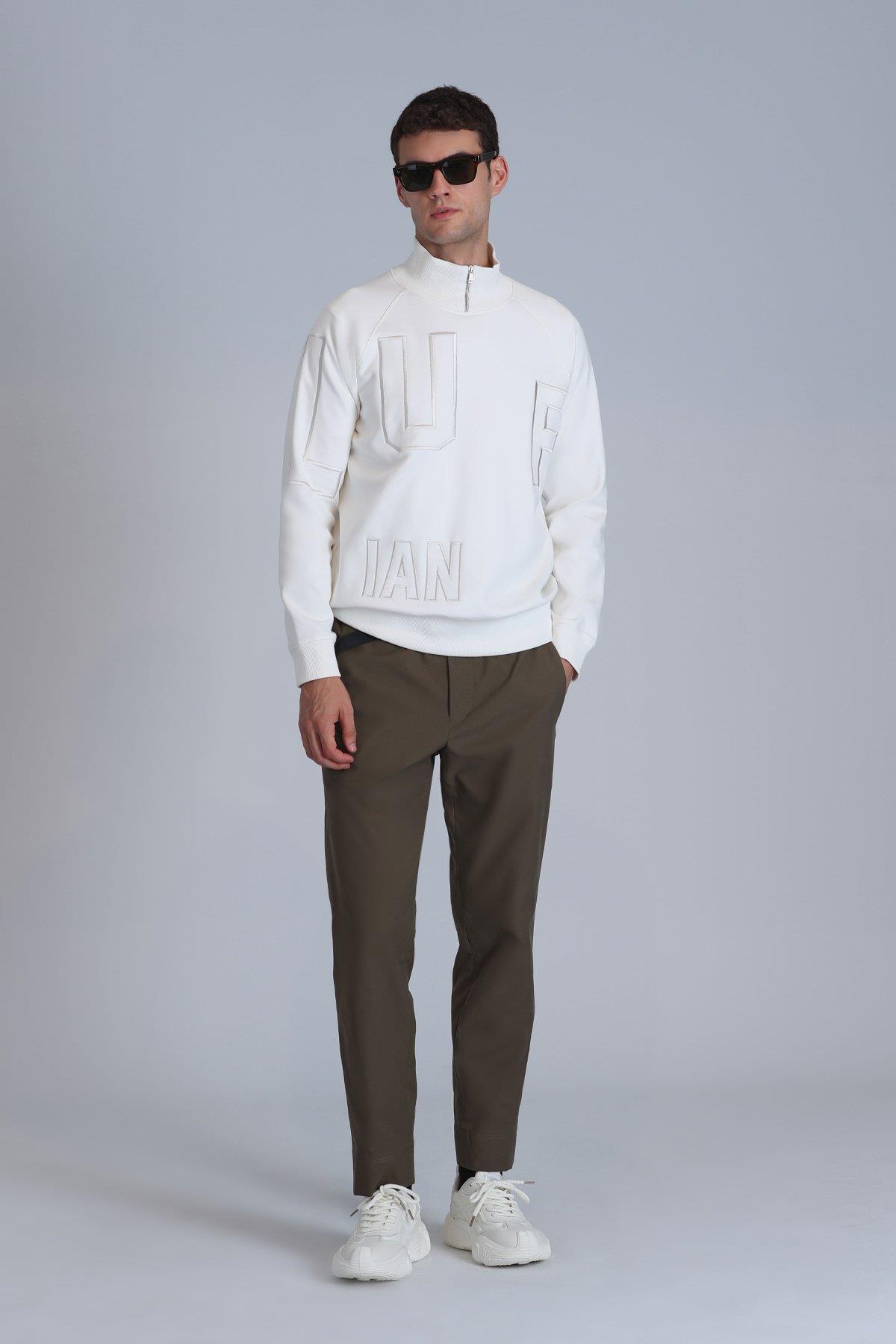 Lufian Focus Erkek Sweatshirt Kırık Beyaz