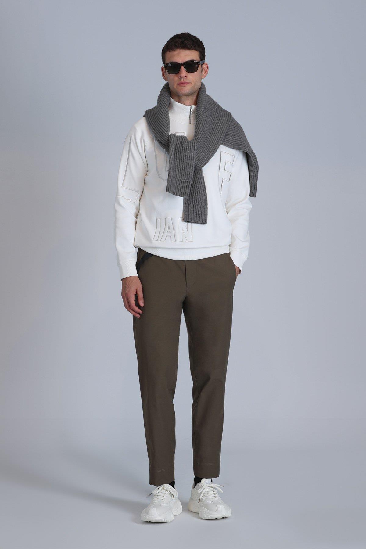 Lufian Focus Erkek Sweatshirt Kırık Beyaz