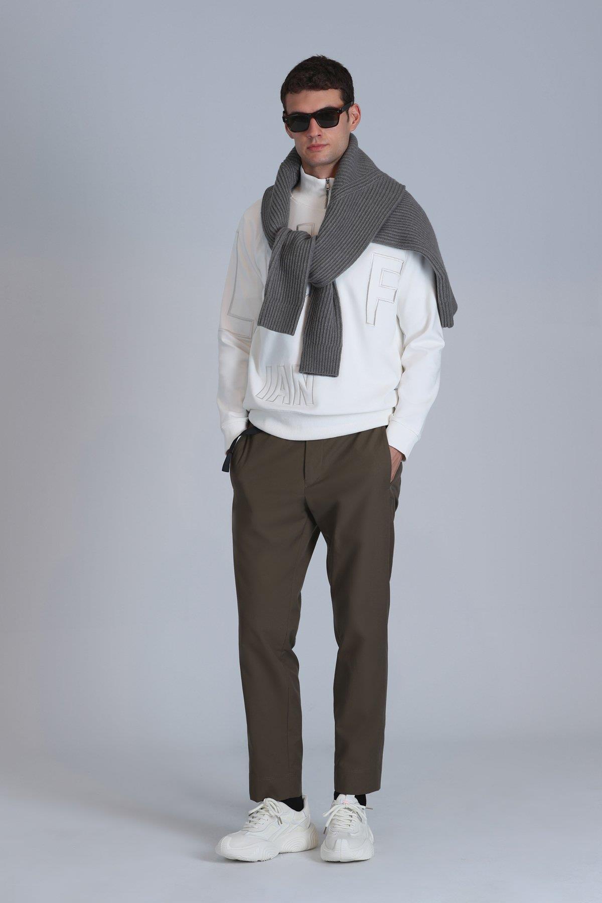 Lufian Focus Erkek Sweatshirt Kırık Beyaz