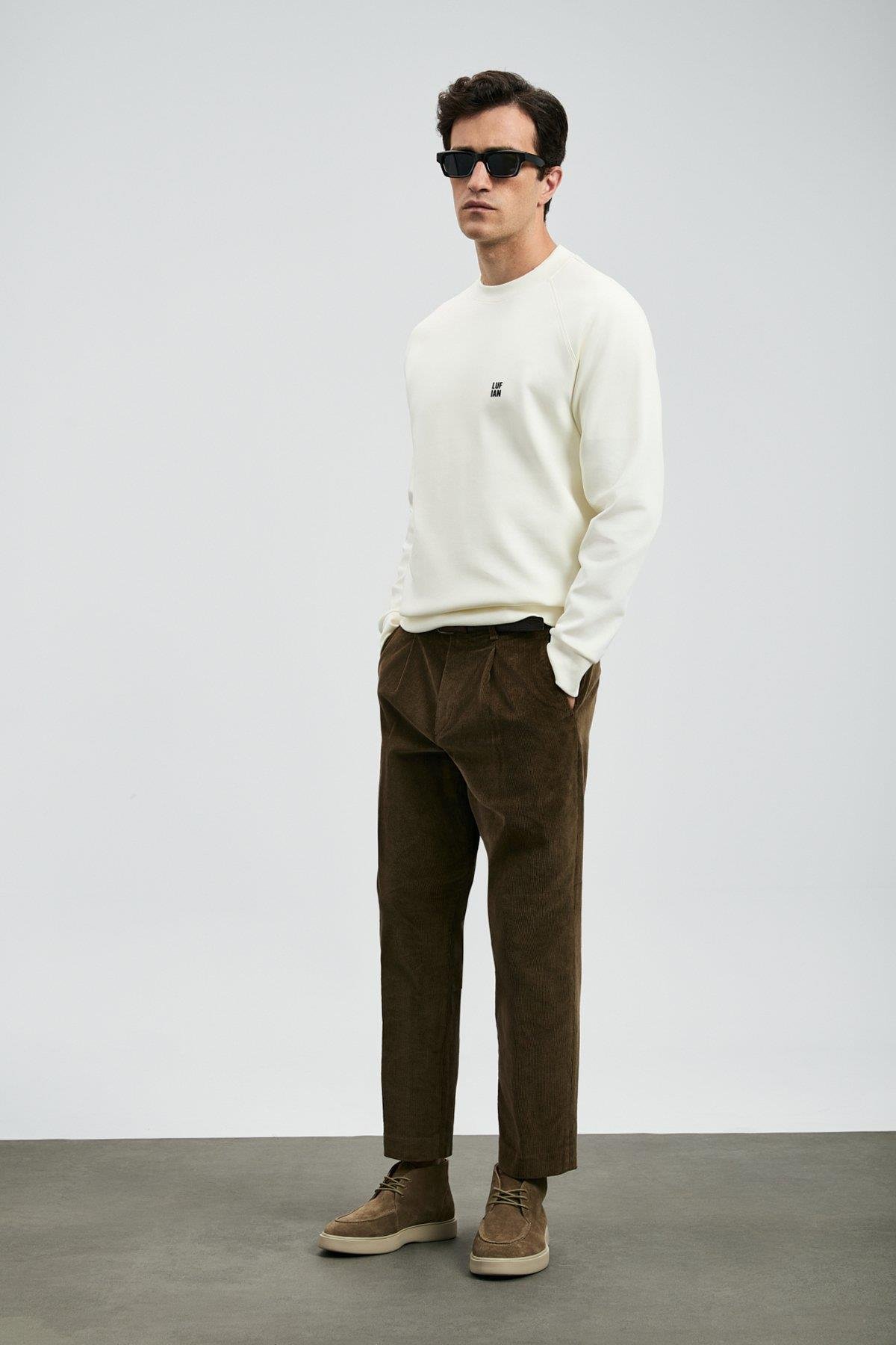 Lufian Grant Erkek Sweatshirt Kırık Beyaz