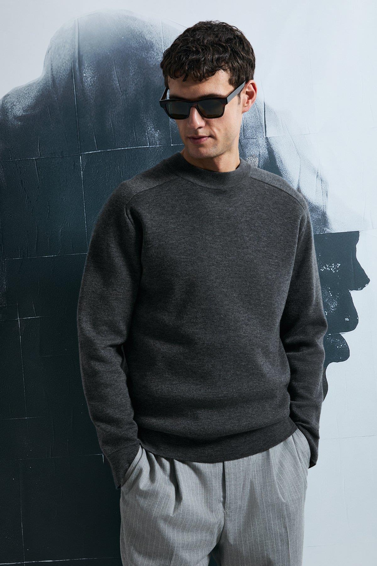 Lufian Herman Erkek Kazak Koyu Gri