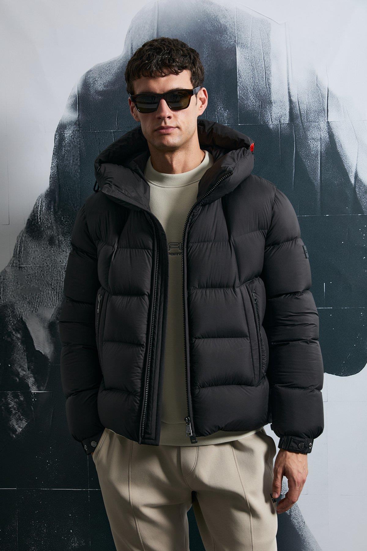 Lufian Jacop Kaz Tüyü Erkek Mont Siyah