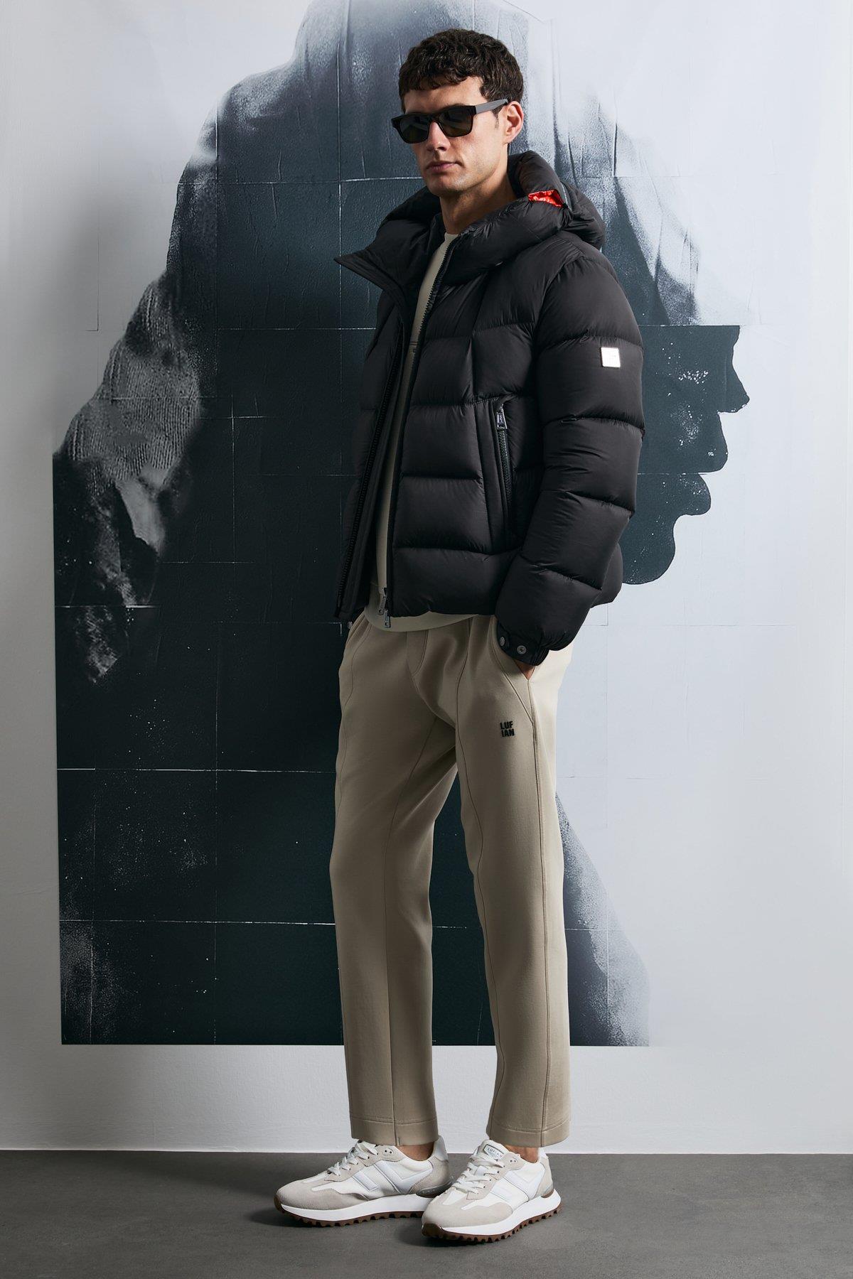 Lufian Jacop Kaz Tüyü Erkek Mont Siyah