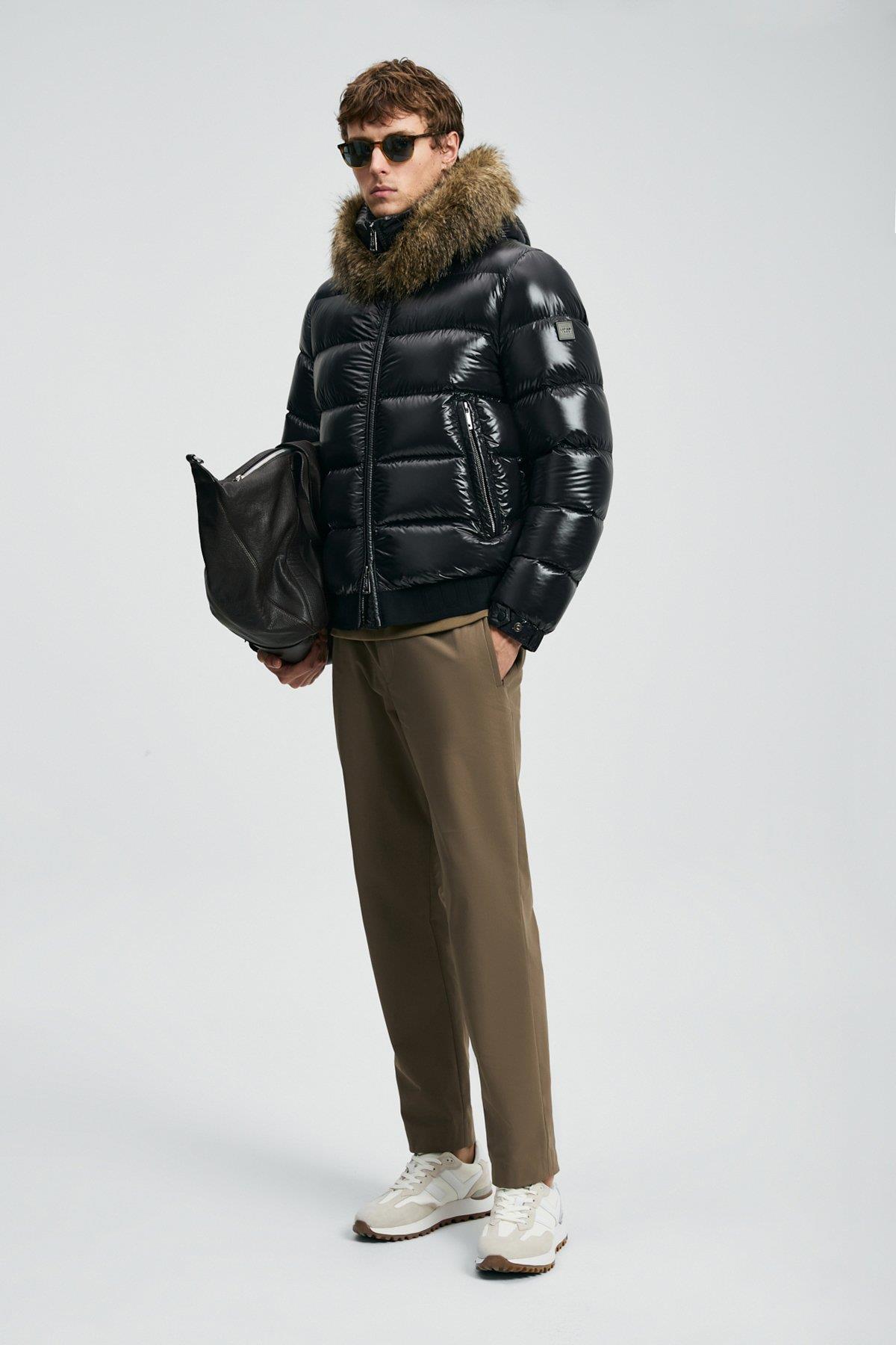 Lufian Jeam Kaz Tüyü Erkek Mont Siyah