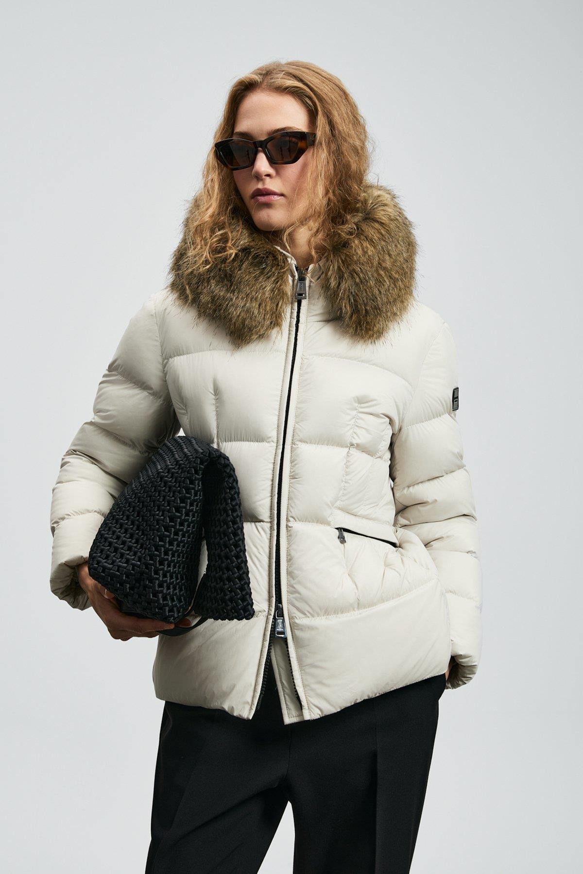 Lufian Klemantın Kaz Tüyü Kadın Mont Ekru