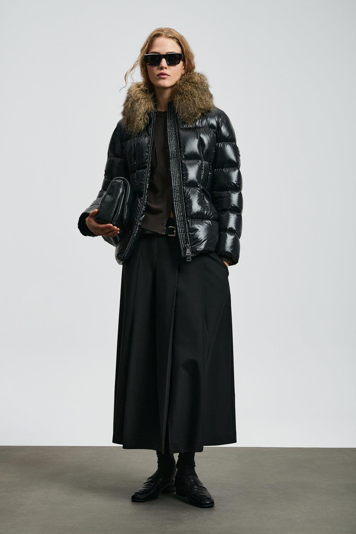 Lufian Klemantın Kaz Tüyü Kadın Mont Siyah