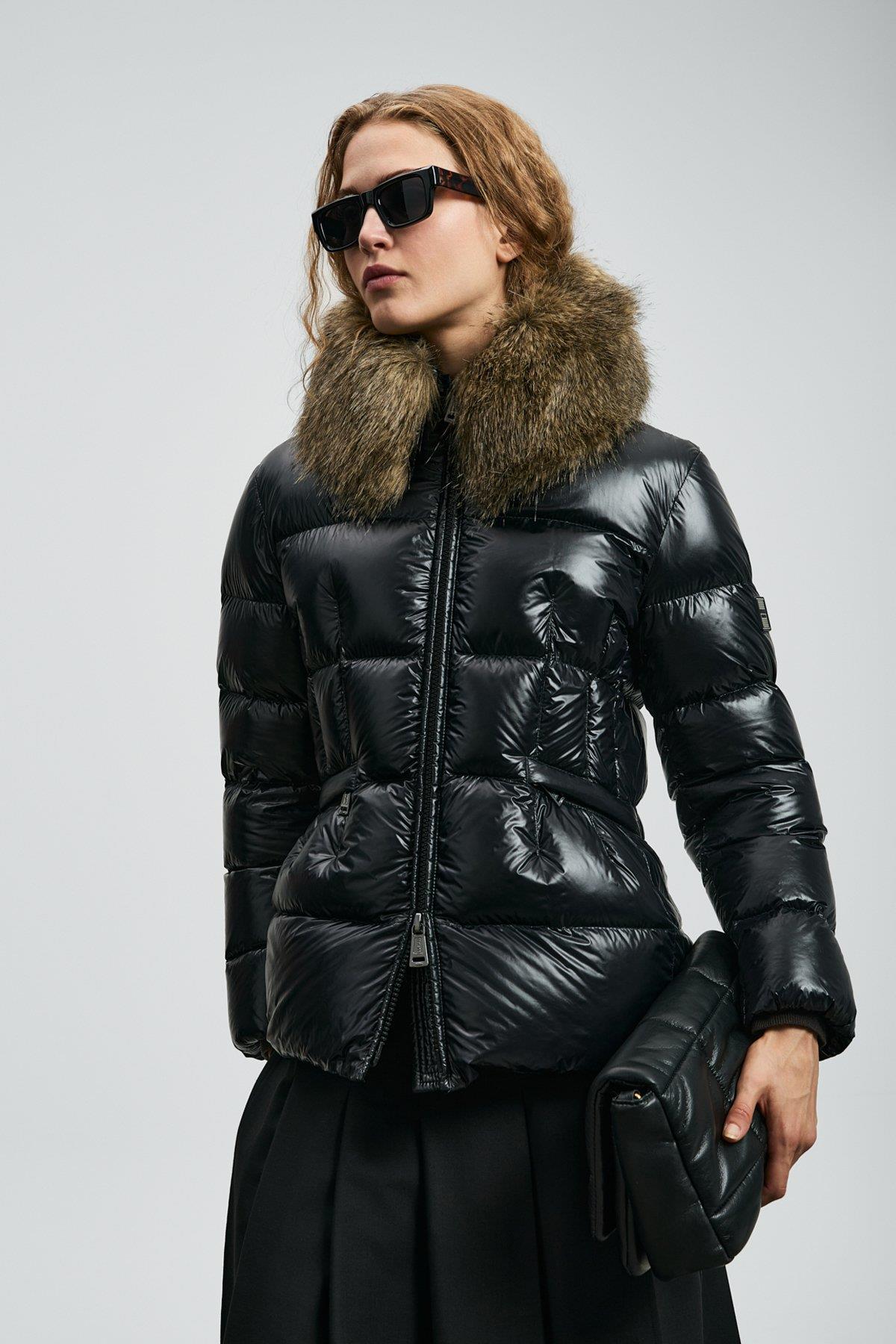 Lufian Klemantın Kaz Tüyü Kadın Mont Siyah