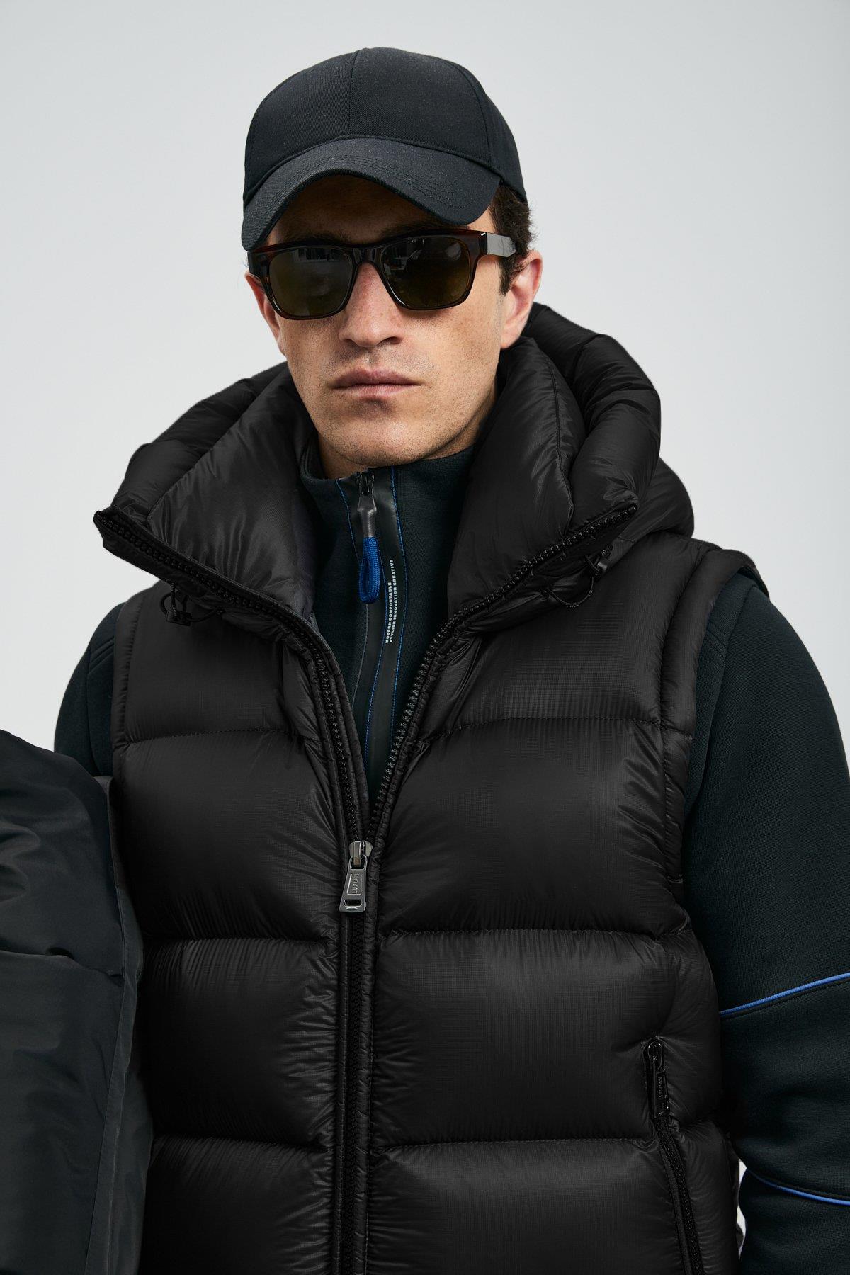 Lufian Moses Kaz Tüyü Erkek Yelek Siyah