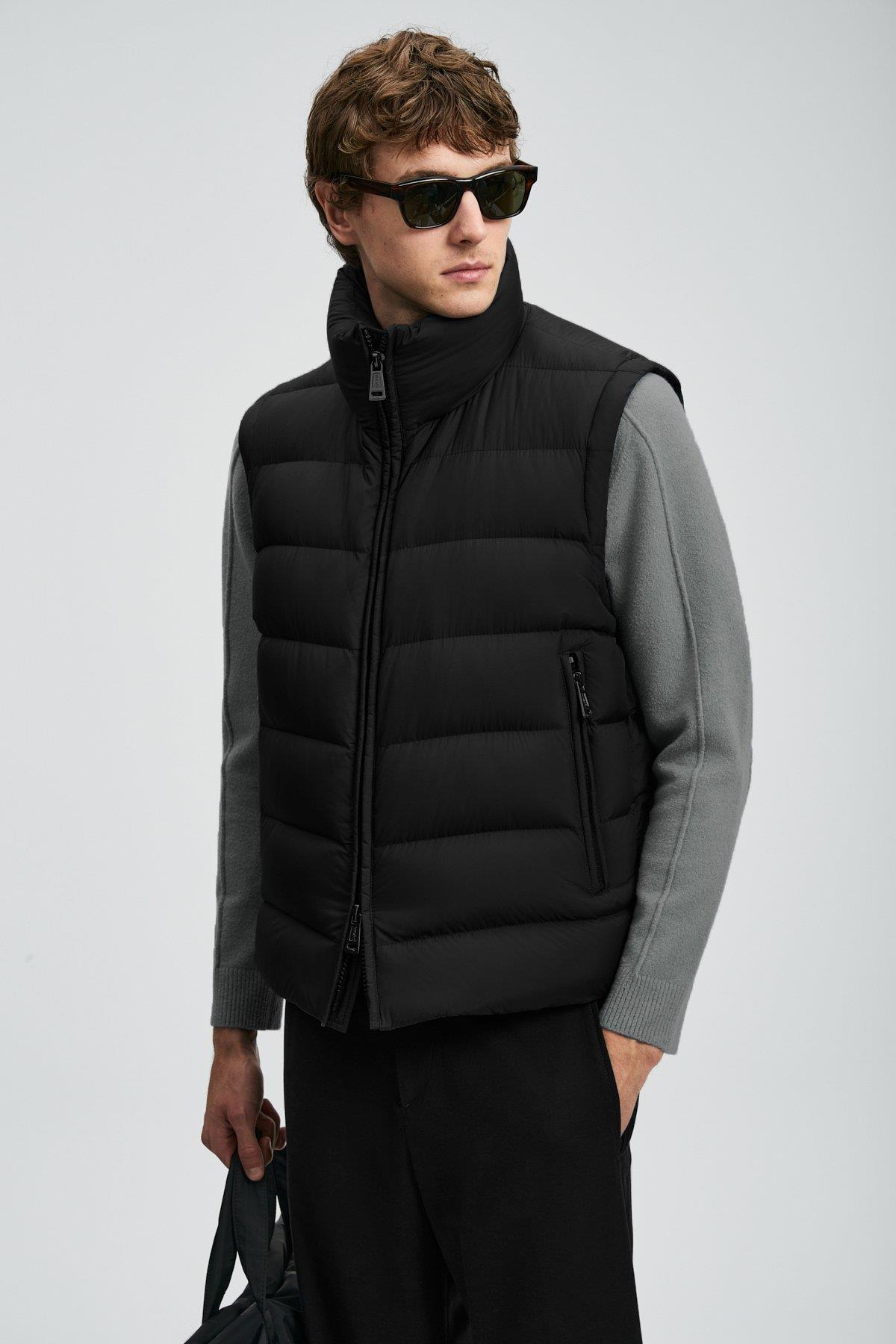 Lufian Peter Kaz Tüyü Erkek Yelek Siyah