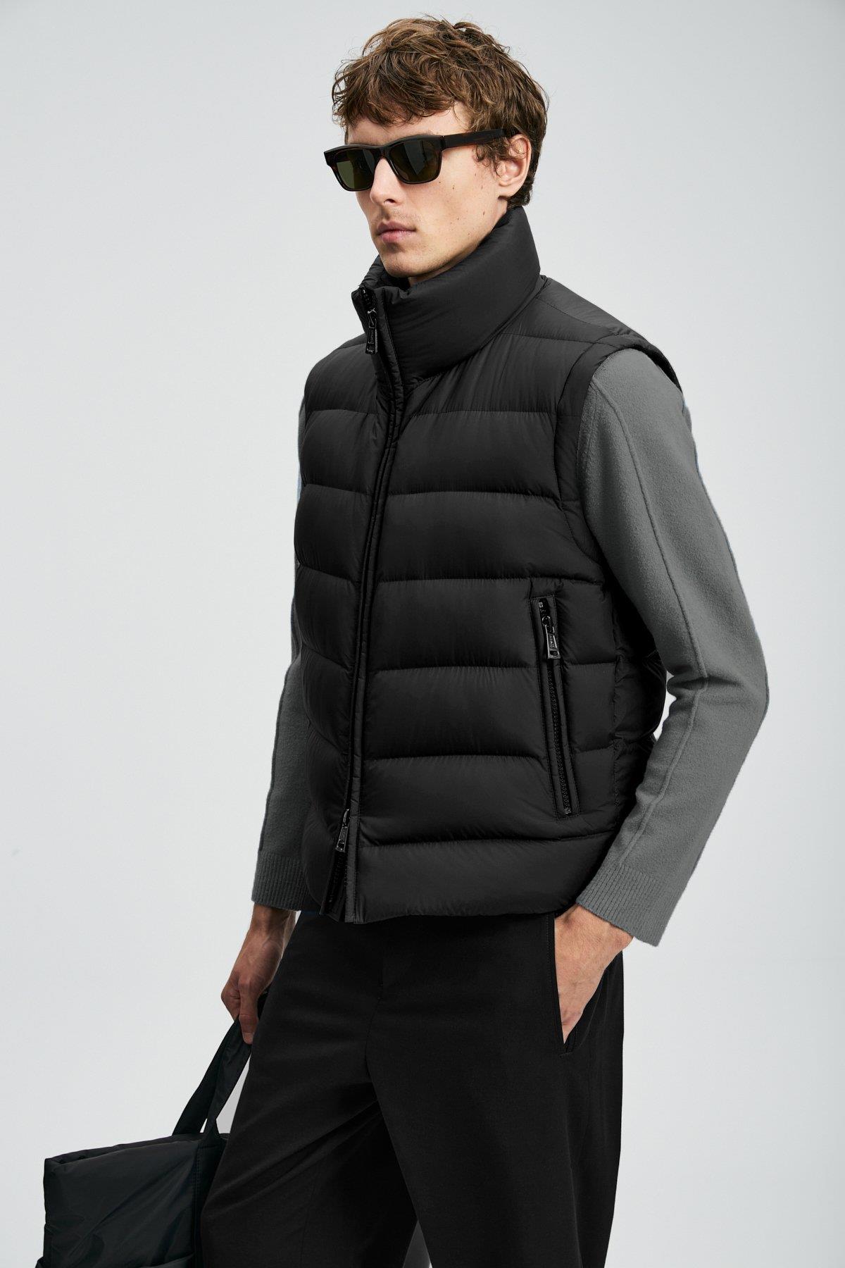 Lufian Peter Kaz Tüyü Erkek Yelek Siyah