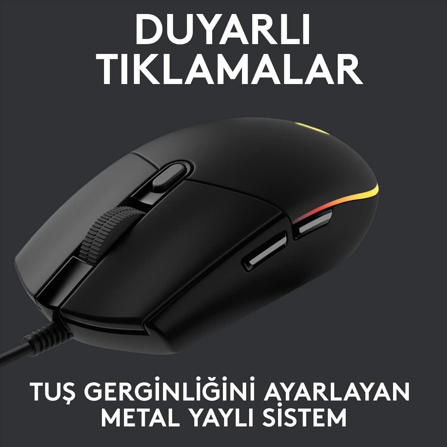 LogitechLogitech G102 LightSync Black 8000DPI 6 Tuş Optik RGB Siyah Kablolu Gaming (Oyuncu) Mouse 910-005823 