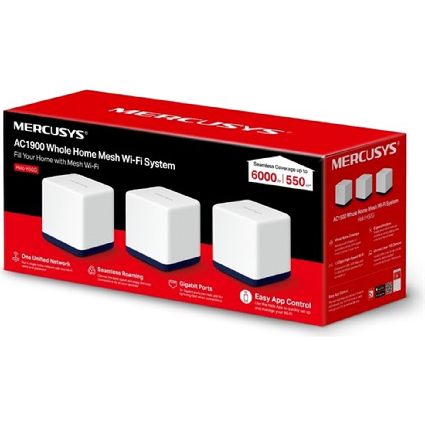 MercusysMercusys Halo H50G 3'lü Paket Çift Bantlı AC1900 Tüm Ev Mesh Wi-Fi Sistemi