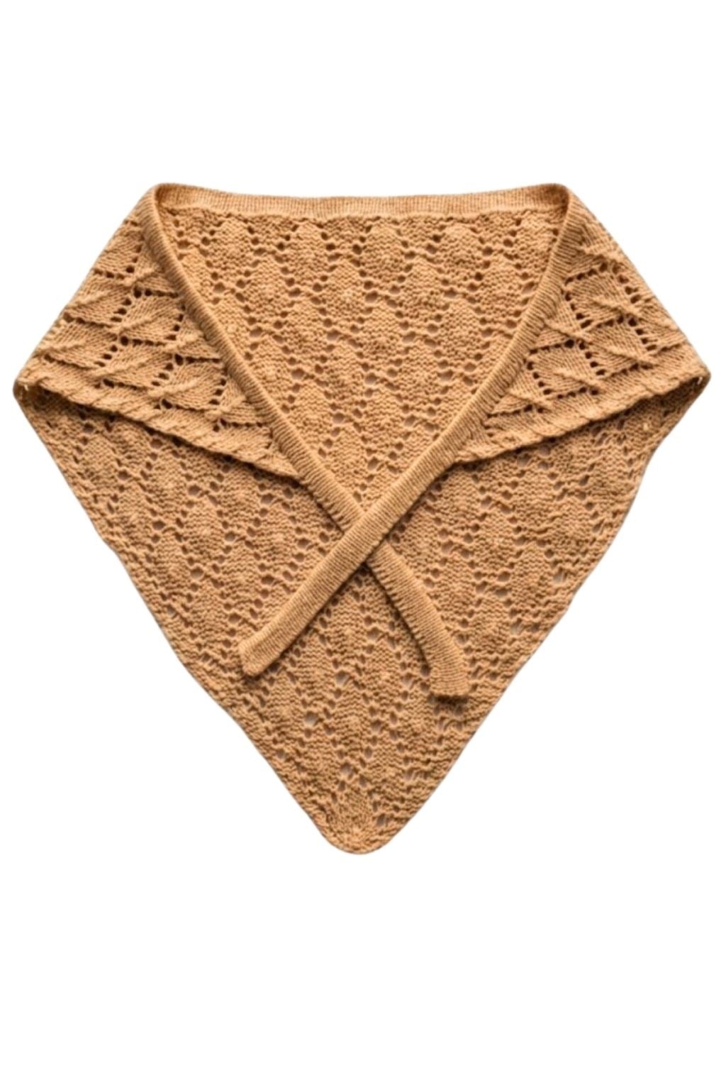 Kadın Pamuklu Yumuşak Dokulu Delikli Triko Bandana 7011 Camel