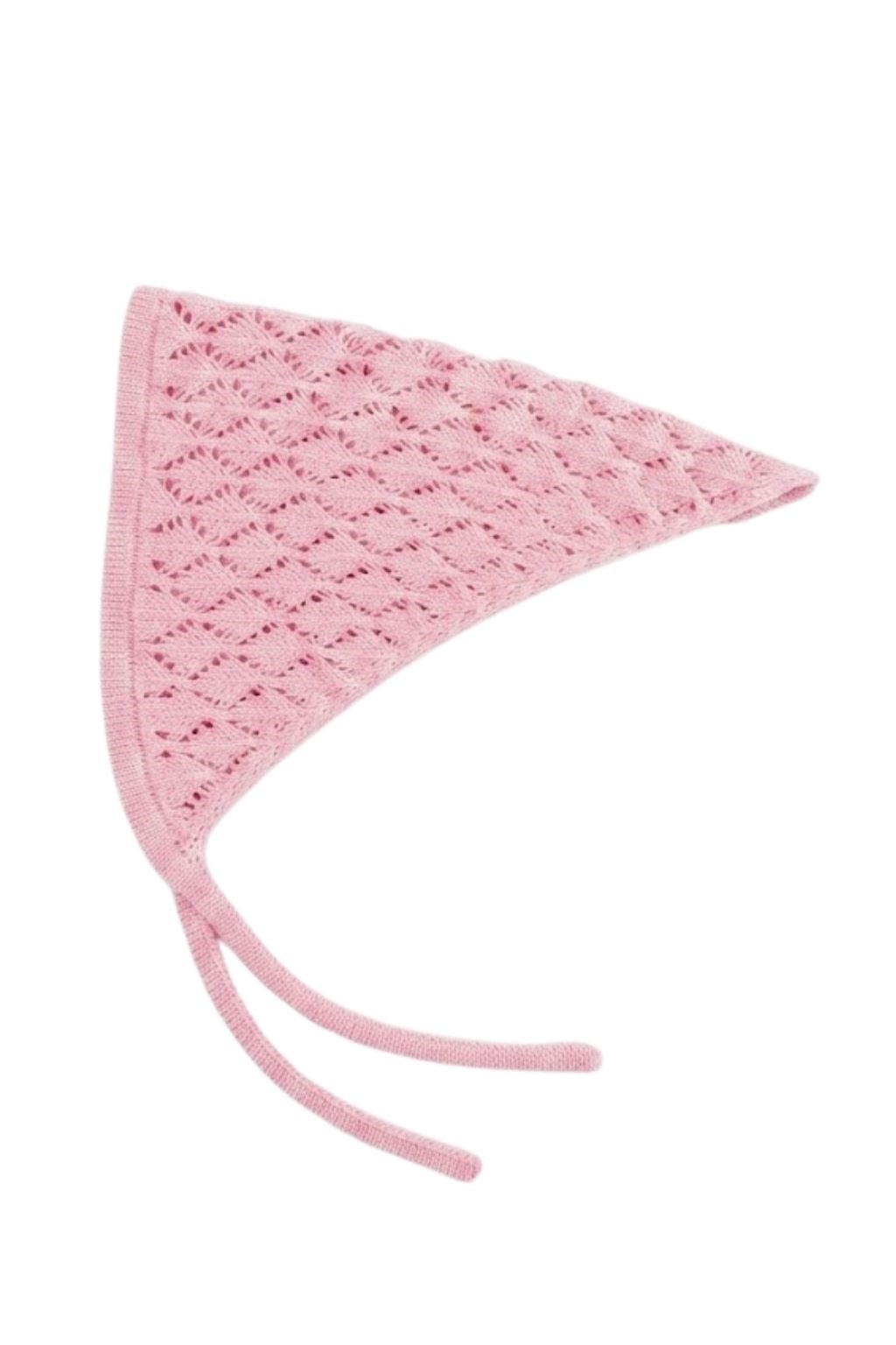 Kadın Pamuklu Yumuşak Dokulu Delikli Triko Bandana 7011 Pembe