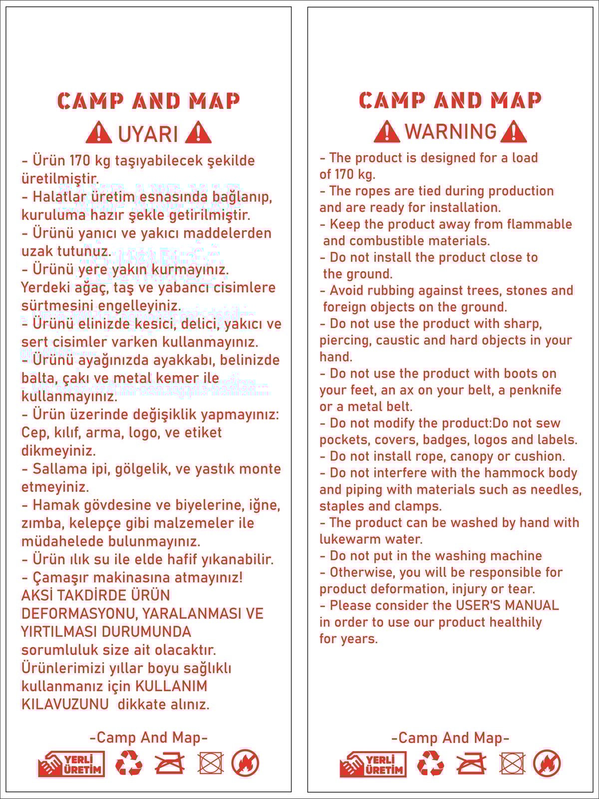 CAMPANDMAP ÇİFT KULLANIMLLI HAMAK