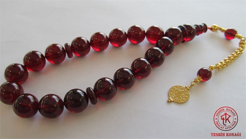 Bordo Ateş Kehribarı Tesbih