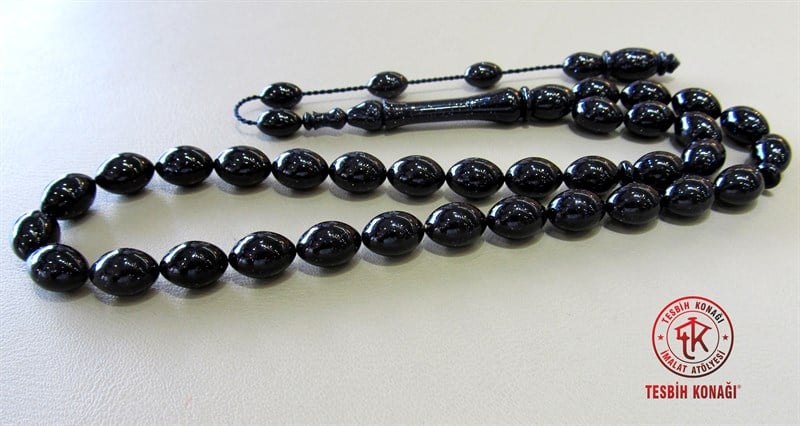 Sıkma Kehribar Tesbih ( Simli )