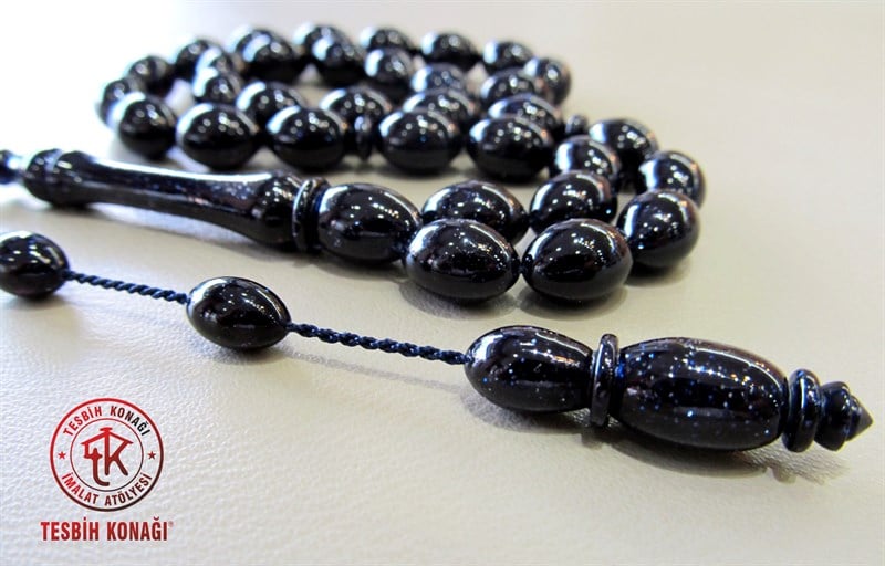 Sıkma Kehribar Tesbih ( Simli )