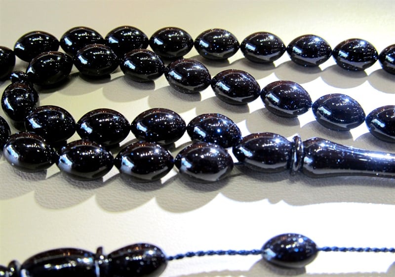 Sıkma Kehribar Tesbih ( Simli )