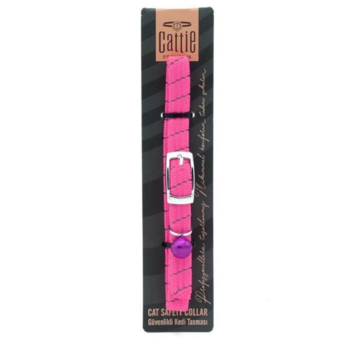CATTİE LASTİKLİ KEDİ BOYUN TASMASI PEMBE 1X20-30CM8680782130441