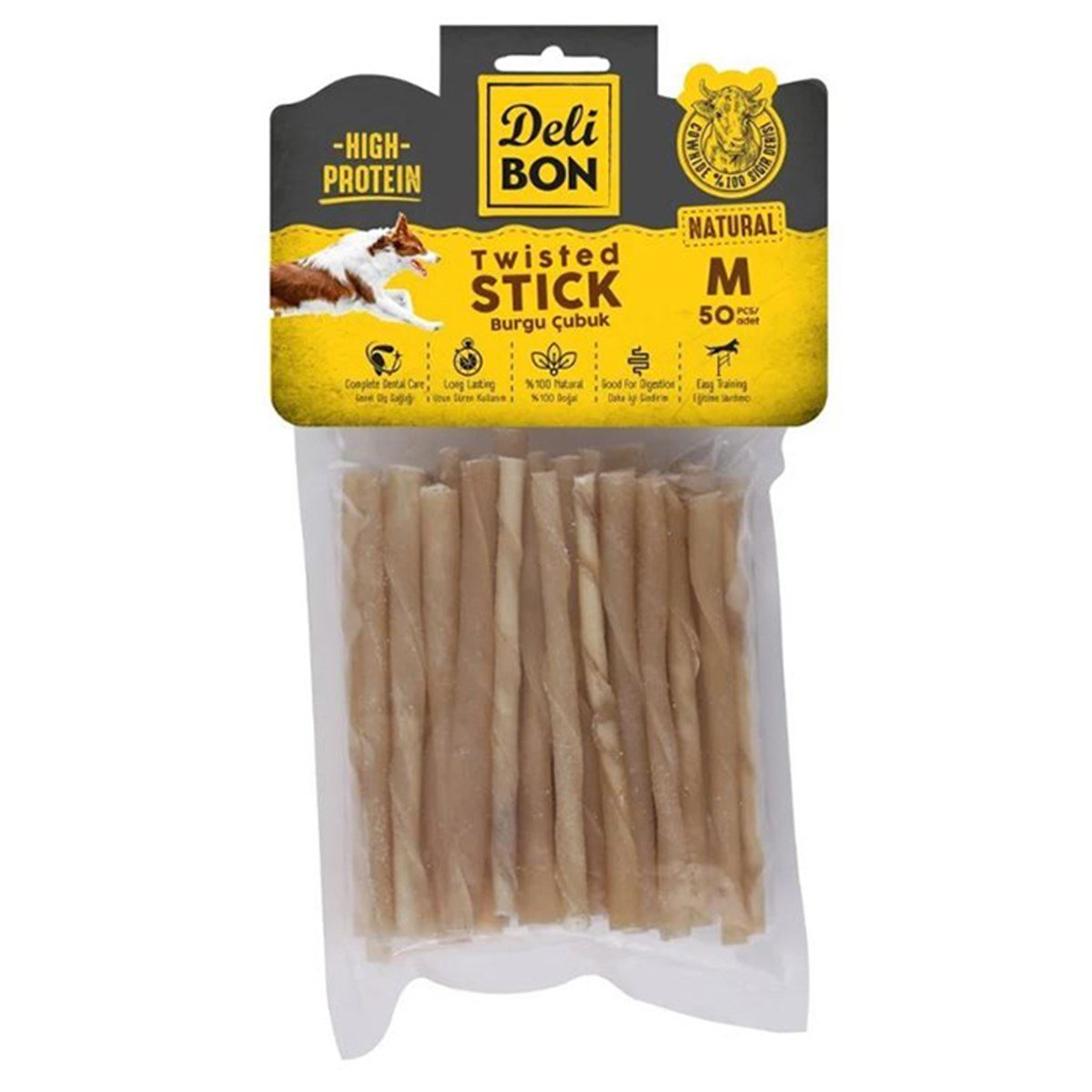 DERİ BURGU ÇUBUK ORTA BOY 50Lİ PAKET NATUREL KALINX50AD.8680782160264