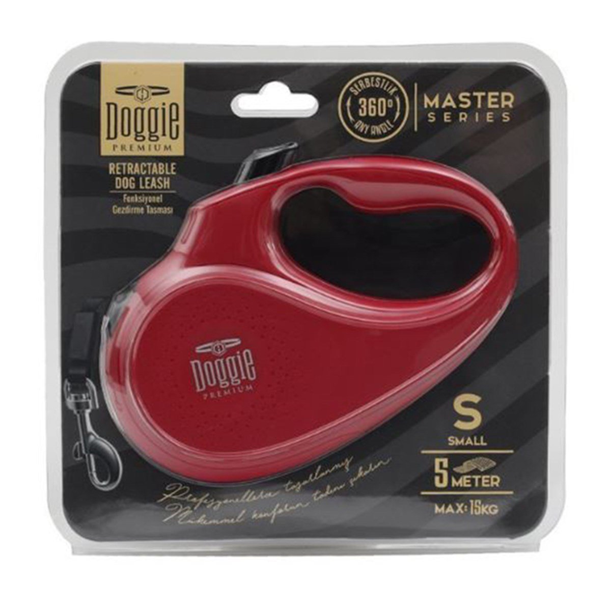 DOGGİE OTOMATİK UZATMA TASMASI MASTER SERİ KIRMIZI 15KG/5MT8680782170096