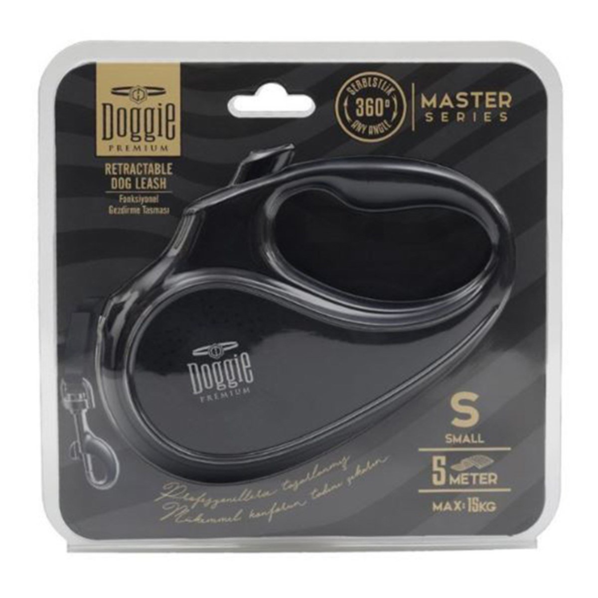 DOGGİE OTOMATİK UZATMA TASMASI MASTER SERİ SİYAH 15KG/5MT8680782170072