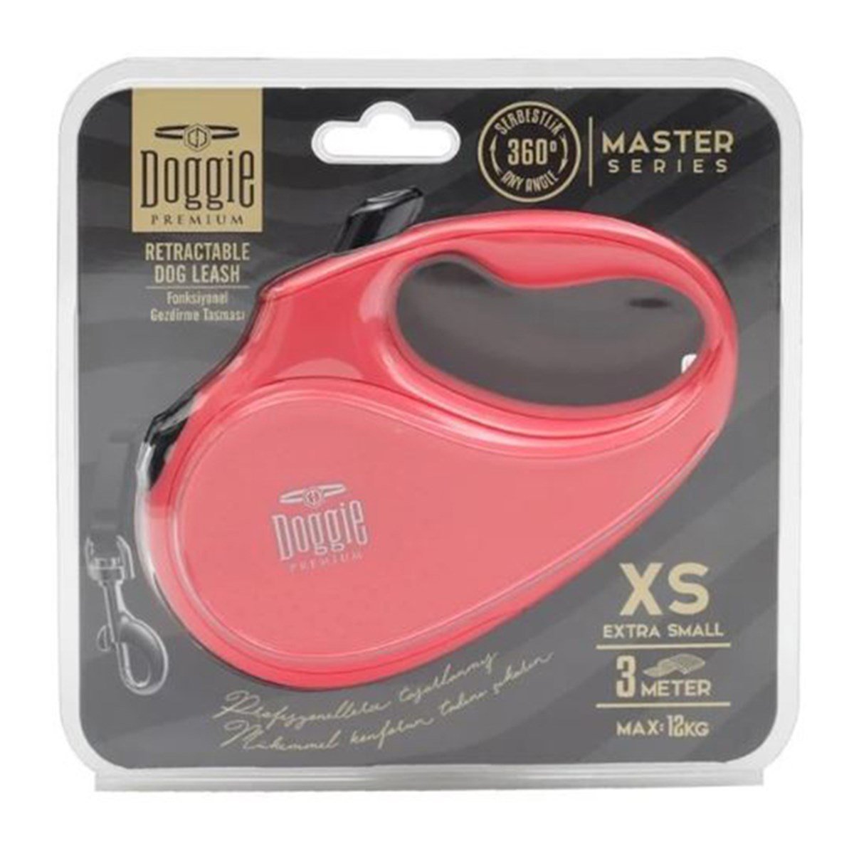 DOGGİE OTOMATİK UZATMA TASMASI MASTER SERİ PEMBE 12KG/3MT8680782170041