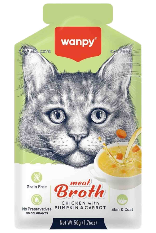 WANPY KEDİLER İÇİN BAL KABAĞI & HAVUÇLU TAVUK ETİ ÇORBASI 50G6927749871682