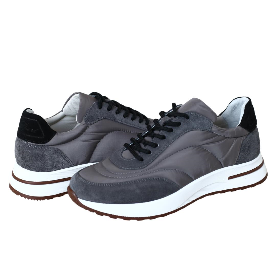 Antrasit Deri Bağcık Detaylı Erkek Sneaker